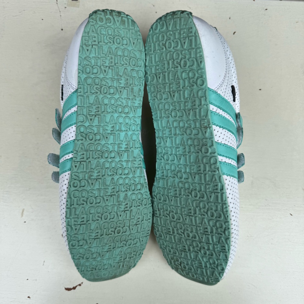 Lacoste Women’s White &Teal Perforated Preppy Y2K Sneakers Sz 9 Collegiate Prep - Picture 9 of 10